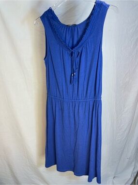 Denver Hayes Blue Sleeveless Tassel Tie Summer Dress Sz S